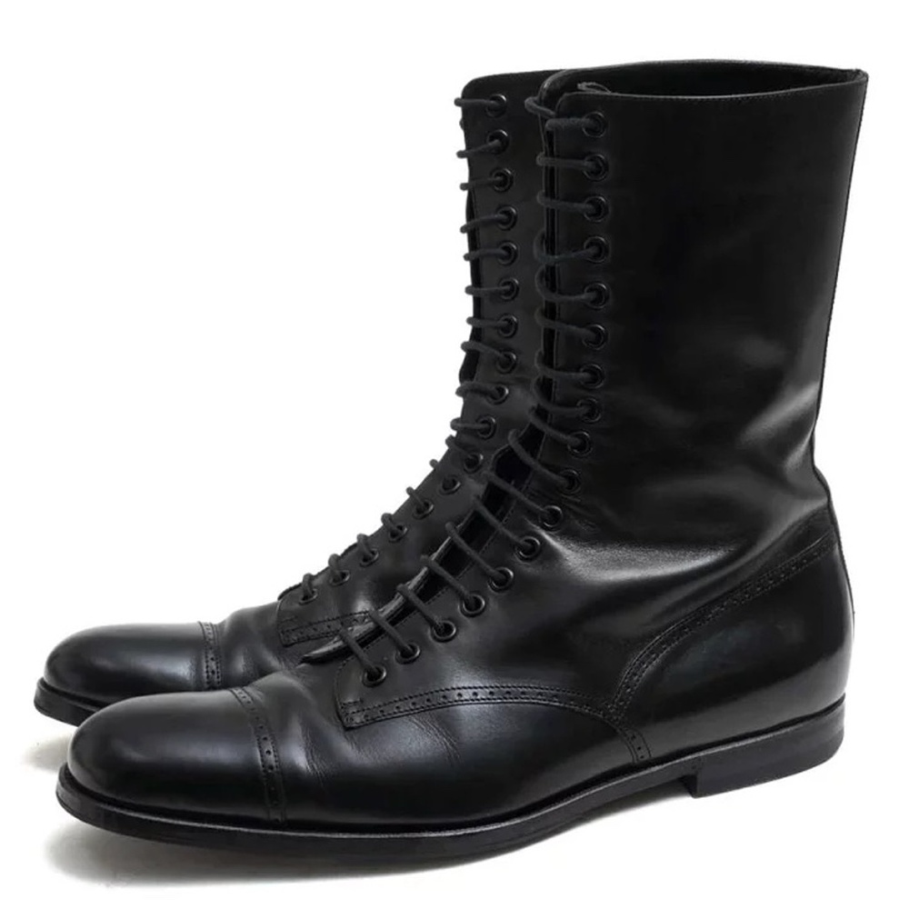 Gucci Cap Toe Military Style Lace Up Boots
